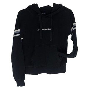 Abercrombie Fitch Hoodie Soft AF Fleece Mens Small Black Pullover Spellout
